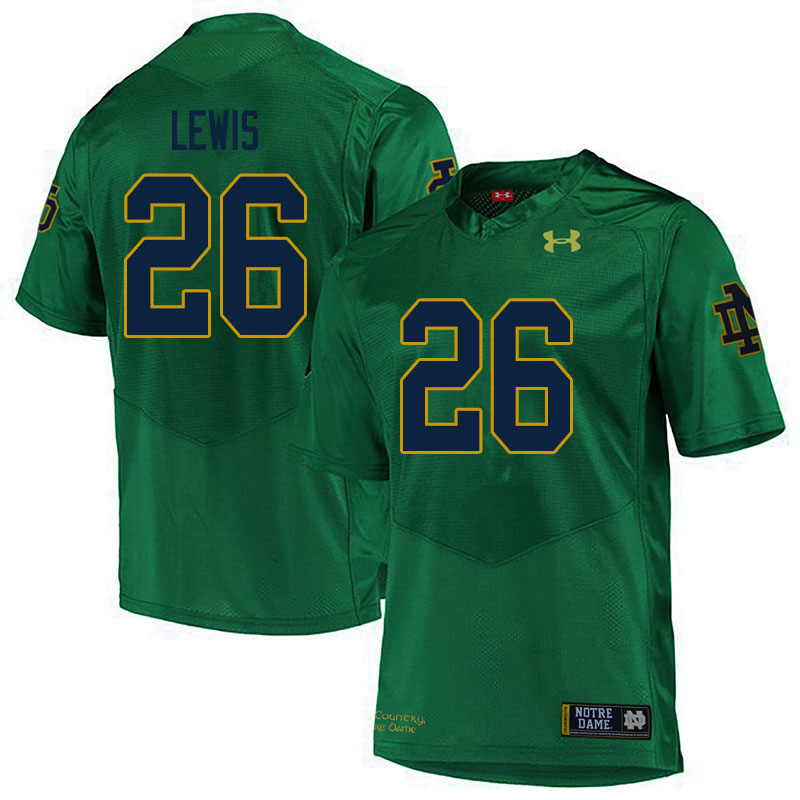 Men's NCAA Notre Dame Fighting Irish #26 Clarence Lewis Stitched College Under Armour Authentic Green Football Jersey ET10D56FA